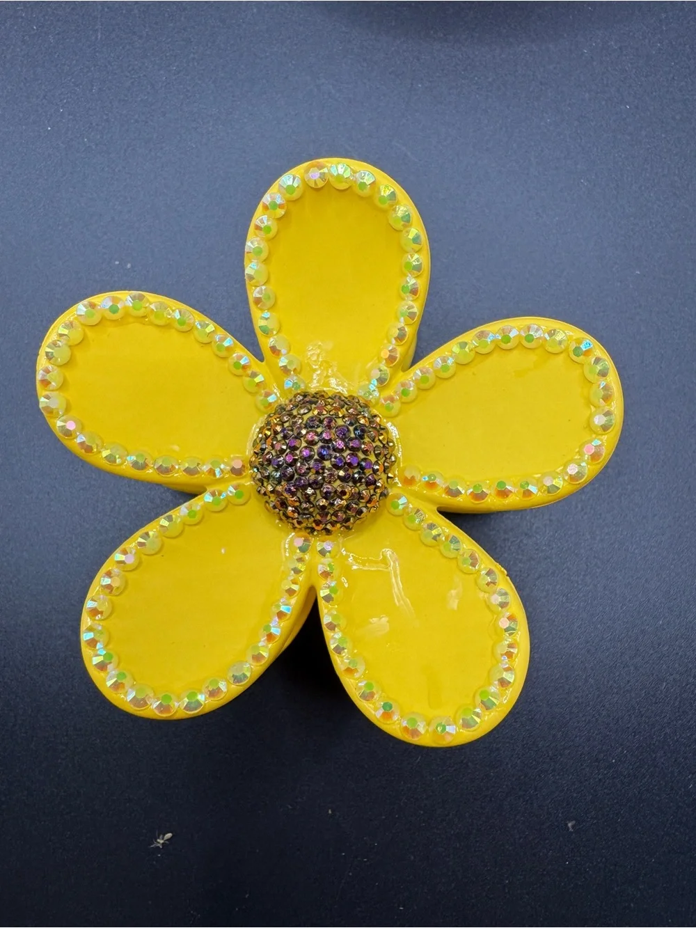 Hand Blinged Sunflower Yellow Hair Clip